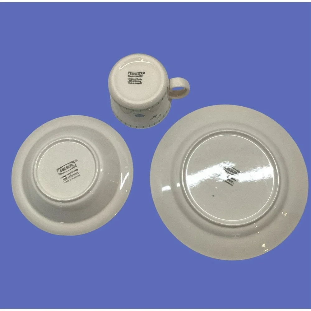 Baby Ceramic Dish Set IKEA Childs Plate Bowl & Cup Set Teddy Bear Theme Dishes